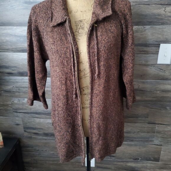 J. Jill Utopia Cardigan Sweater Mixed Texture, Women's Size Large, Rust Brown - Picture 4 of 13